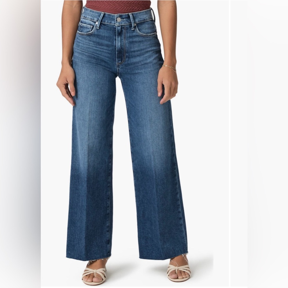 PAIGE Anessa Raw Hem High Waist Wide Leg Jeans